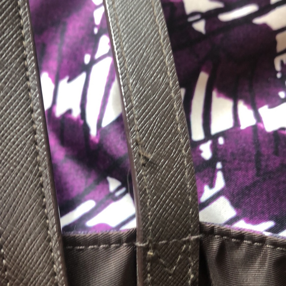 Henri Bendel Rare Izak Nylon Satin Purple Patterned Shopping Tote Disc. - Picture 10 of 10